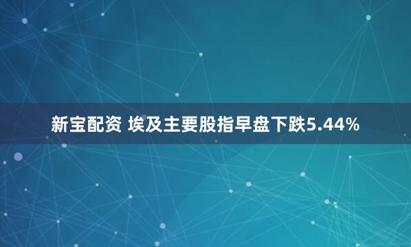 新宝配资 埃及主要股指早盘下跌5.44%