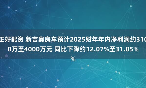 正好配资 新吉奥房车预计2025财年年内净利润约3100万至4000万元 同比下降约12.07%至31.85%