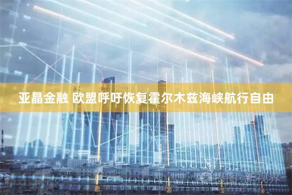 亚晶金融 欧盟呼吁恢复霍尔木兹海峡航行自由